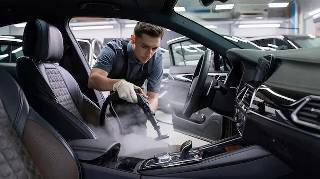 Professional car detailing interior exterior before after